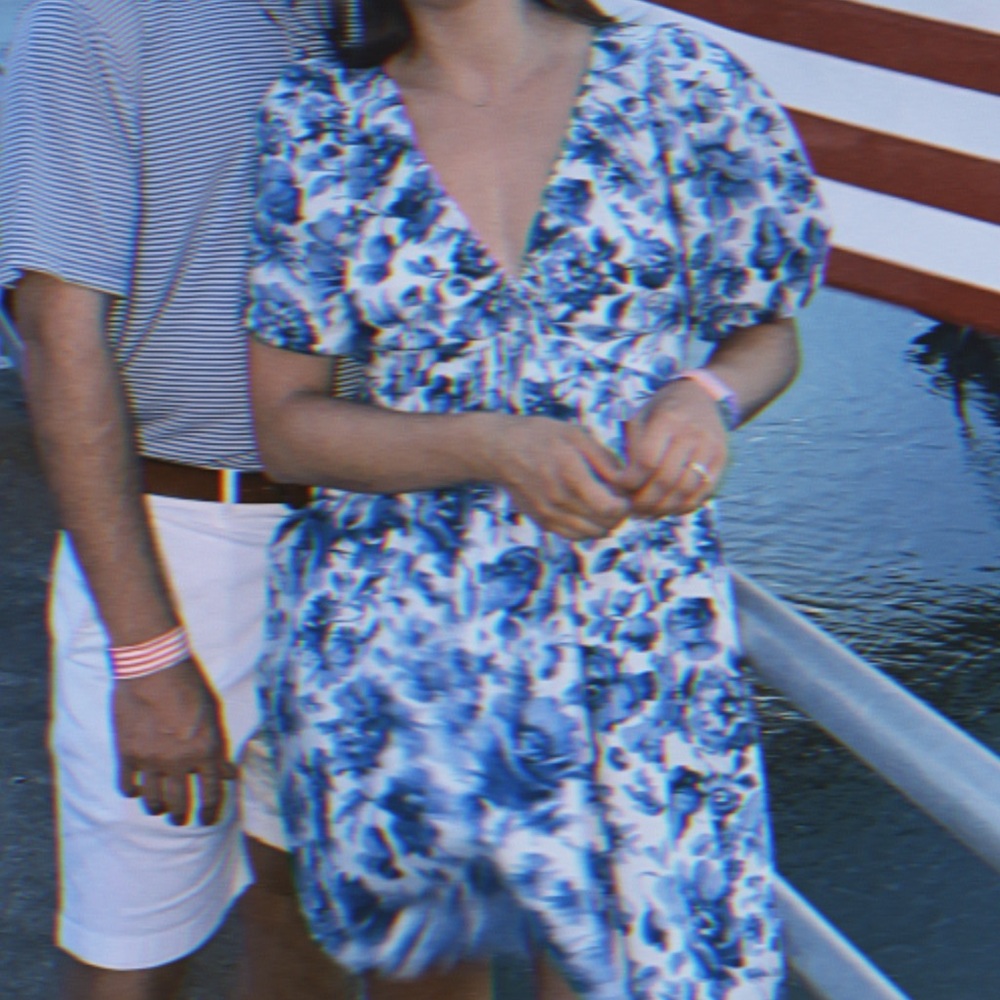 Floral Blue and White Mini Dress